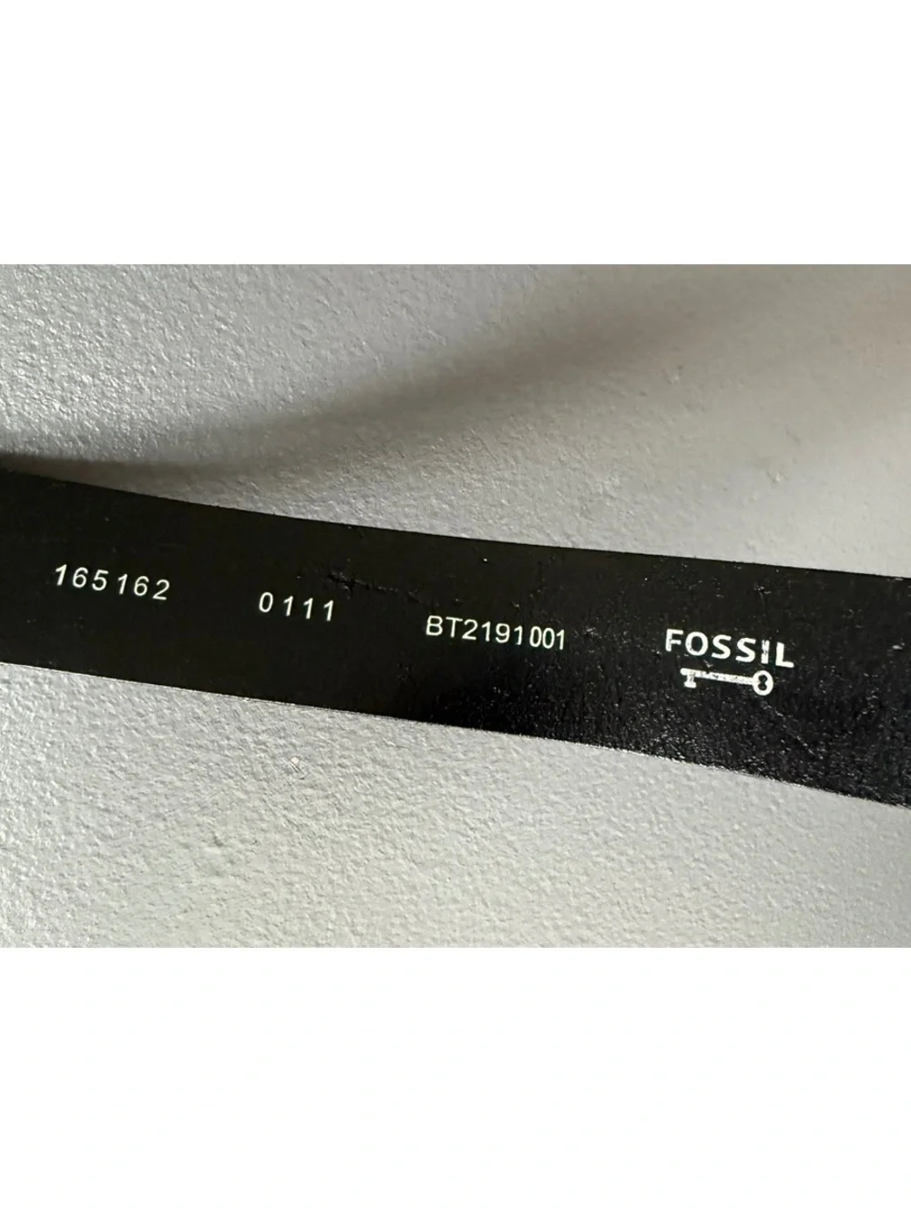 Fossil Black Leather Belt with Silver Logo and Buckle